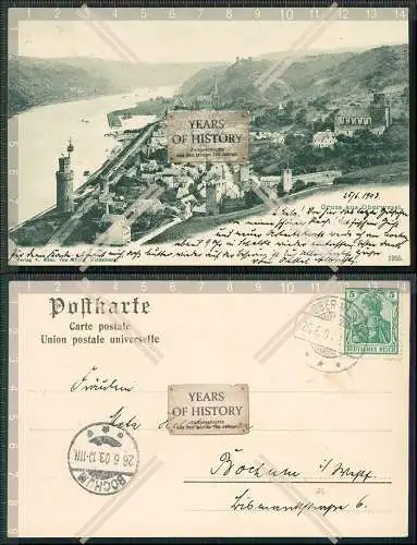 AK Oberwesel am Rhein Burg Flusspartie uvm. 1903 gelaufen