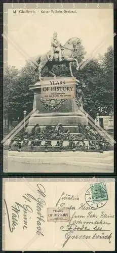 AK Mönchengladbach Niederrhein Kaiser Wilhelm Denkmal Kriegerdenkmal 1912 gela