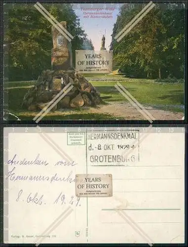 AK Detmold Lippe Teutoburger Wald Hermannsdenkmal mit Bismarckstein Grotenburg 