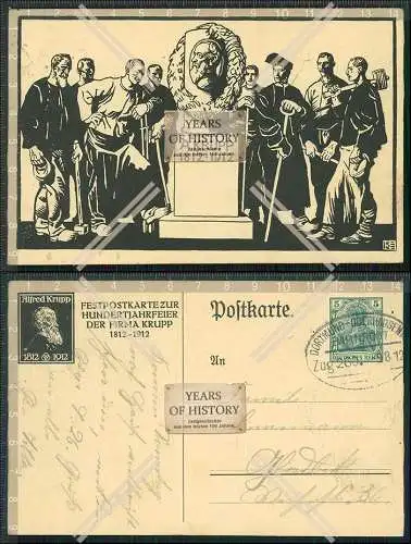 AK Essen A. Krupp Festpostkarte Hundertjahrfeier 1812-1912 Bahnpost 1912 gelauf