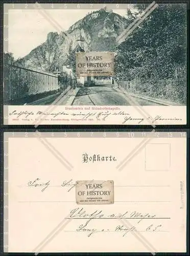 AK Rhöndorf Bad Honnef Rhein Alte Kapelle Drachenfels Karte von 1899