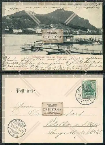 AK Königswinter Godesberg Rhein Fähre und Drachenfels 1902 gelaufen