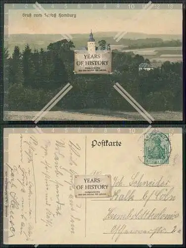 AK Nümbrecht im Oberbergischen Schloss Homburg 1908 gelaufen