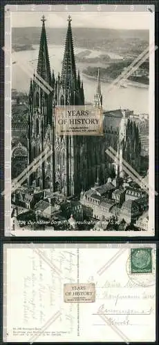 Foto AK Köln am Rhein Dom Fliegeraufnahme Luftbild 1936 gelaufen 