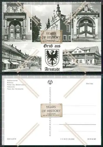 Foto AK Arnstadt Rathaus Portal des Stadtmuseums Holzmarkt Karte DDR