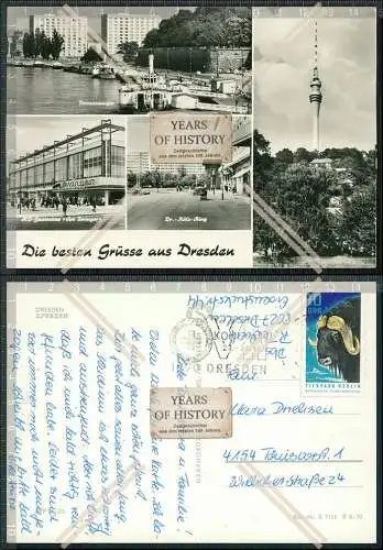 Foto AK Grüße aus Dresden Sachsen mehrfach Ansicht Karte DDR gelaufen