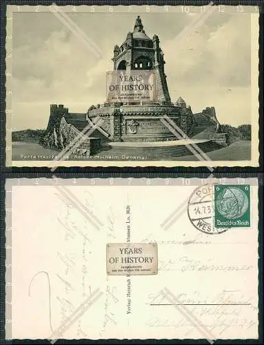 AK Porta Westfalica Minden Kaiser Wilhelm Denkmal 1933 gelaufen