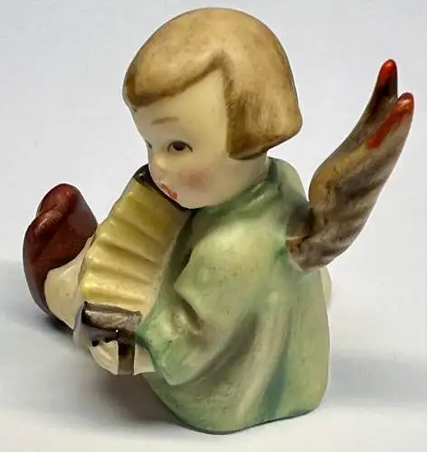 Alte Hummel Goebel Porzellanfigur Engel Kerzenhalter Ziehharmonika Akkordeon