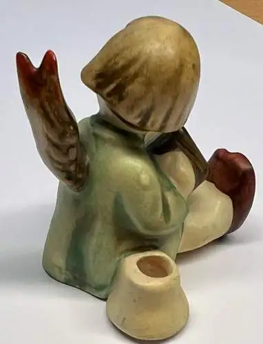 Alte Hummel Goebel Porzellanfigur Engel Kerzenhalter Ziehharmonika Akkordeon