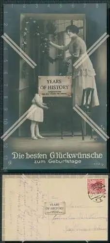 AK Glückwünsche Geburtstag Mutter Kind schmücken Blumen 1919 gelaufen