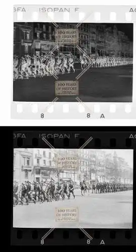 Orig. Negativ Paris Frankreich Avenue des Champs-Elysees Soldaten uvm