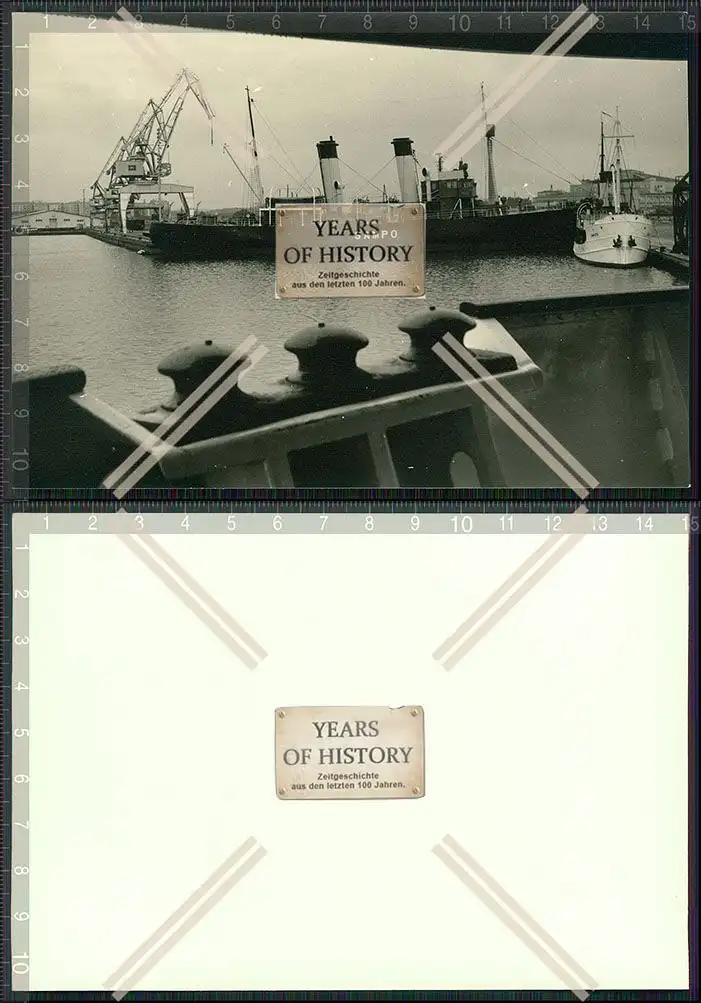 Foto  Hafen Große Kräne Boot Schiff Sampo Werft um 1950 Finnland Mecklenburg 