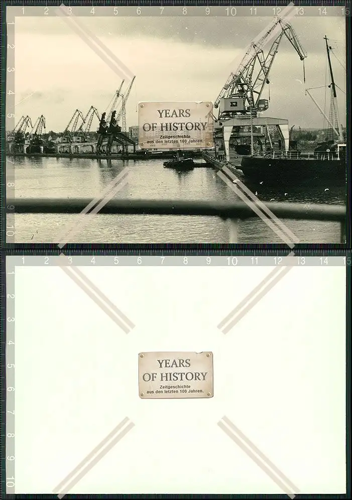 Foto  Hafen Große Kräne Boot Schiff Werft um 1950 Finnland Mecklenburg uvm. 