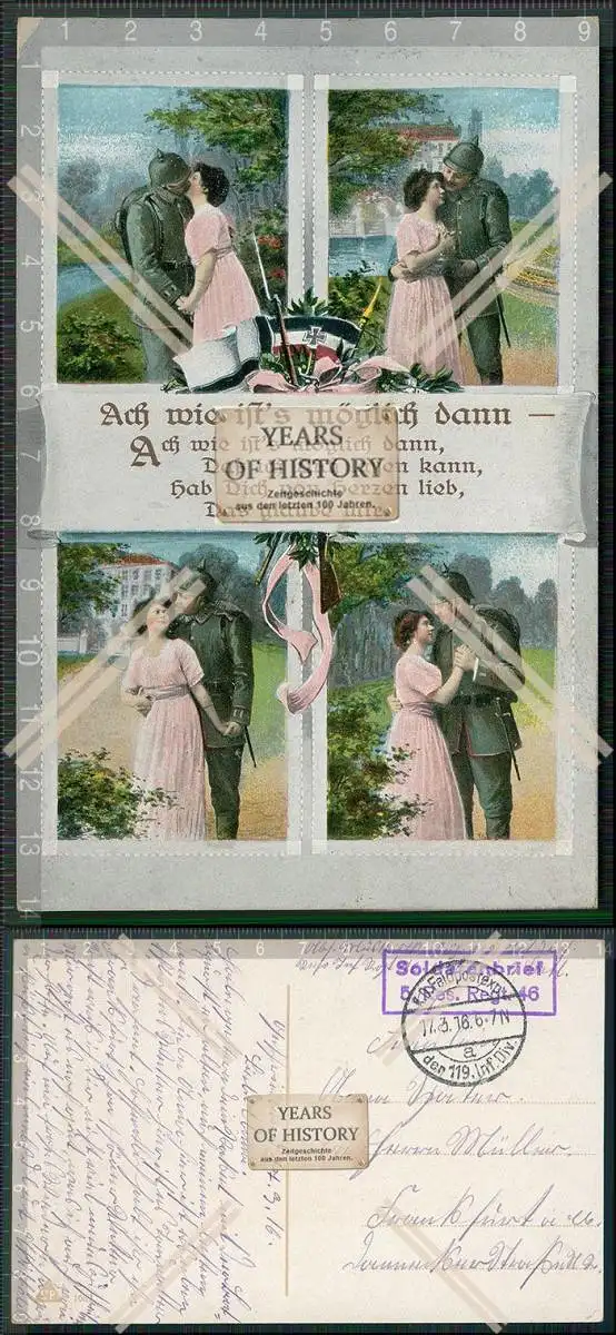 Künstler AK 1. WK Feldpostkarte Verabschiedung 1916 Soldatenbrief gelaufen