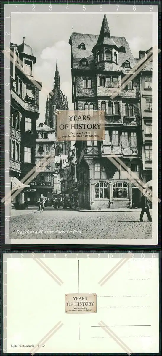 Foto AK echte Fotografie Frankfurt am Main 1939 Alter Markt mit Dom