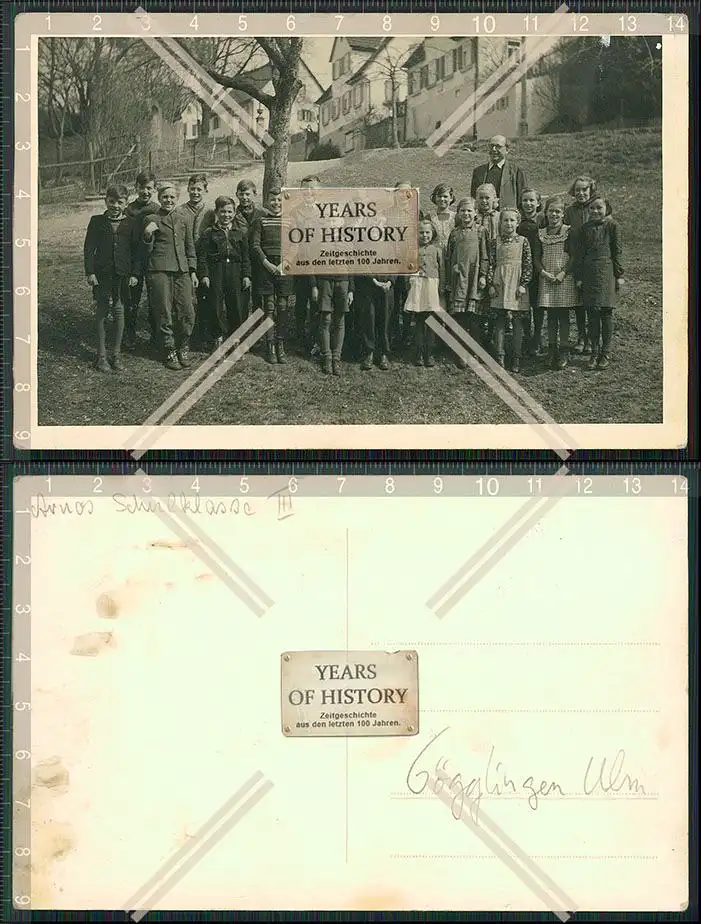 Foto AK Gögglingen Donaustetten Ulm Schulklasse 1925-30 Jungs und Mädchen