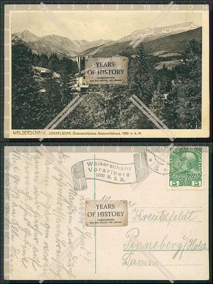 AK Riezlern Mittelberg Vorarlberg Gasthof Grenzwirtschaft Walserschanz 1925 gel