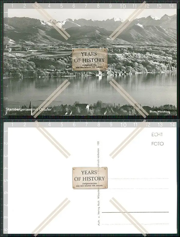 Foto AK Starnberger See Ostufer Alpen Blick echt Foto