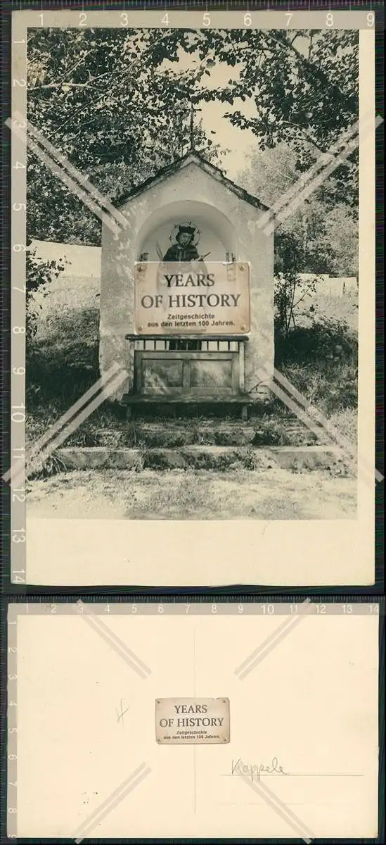 Foto AK kleine Kapelle am Rhein ? mit Madonna am Wegesrand um 1930