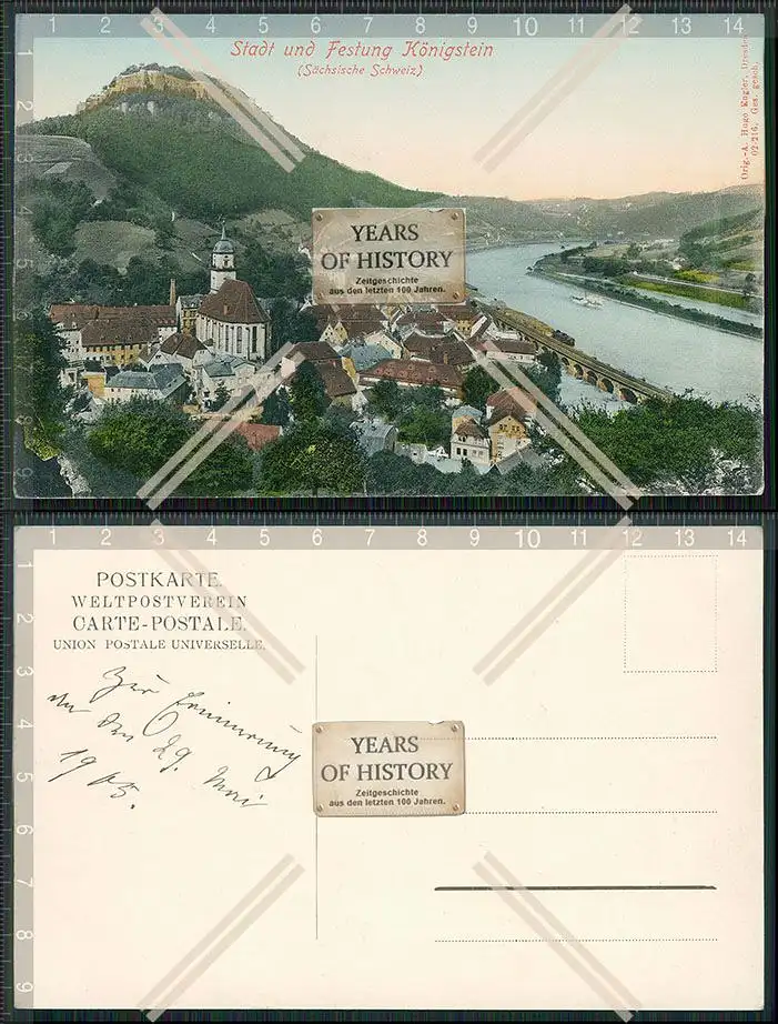 AK Königstein Elbe Sächsische Schweiz Stadt Festung 1905 Karte zur Erinnerung