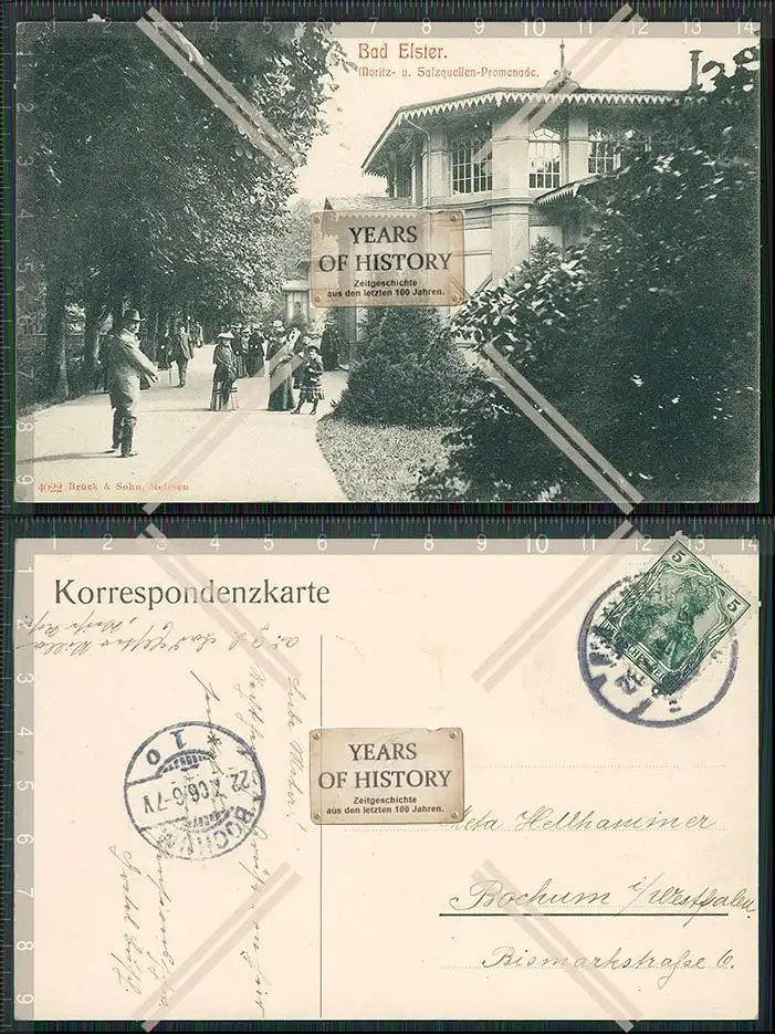 AK Bad Elster Moritz- und Salzquellen Spaziergänger Promenade 1906 gelaufen