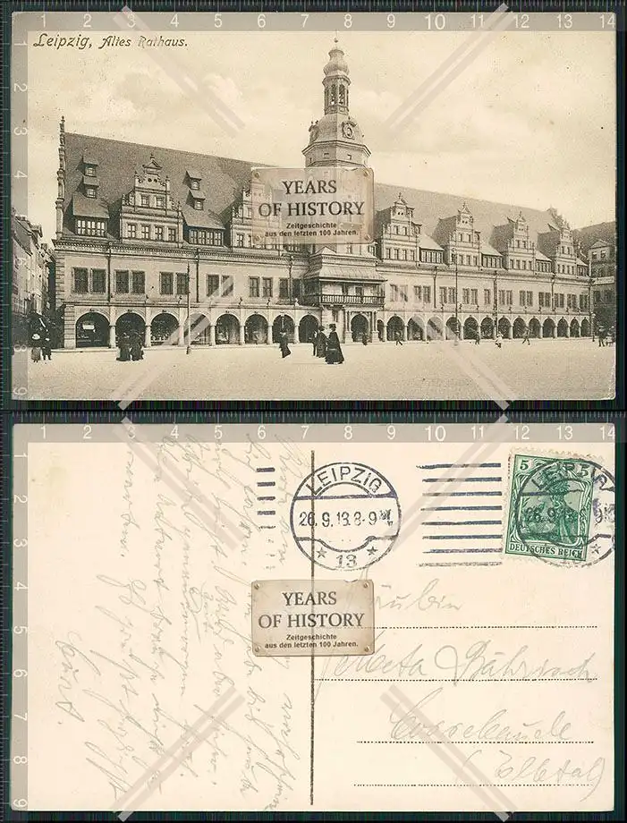 AK Leipzig in Altes Rathaus 1913 gelaufen