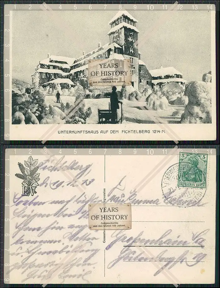 AK Oberwiesenthal Erzgebirge Sachsen 1913 gel. Unterkunftshaus auf dem Fichtelb