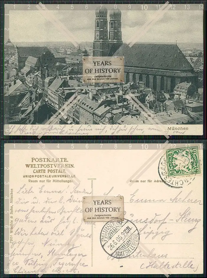 AK München Frauenkirche mit Blick auf die Stadt Teilansicht 1906 gelaufen