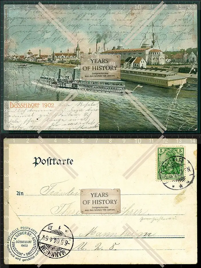 Orig. AK Düsseldorf am Rhein Industrie und Gewerbeausstellung 1902 Panorama vo