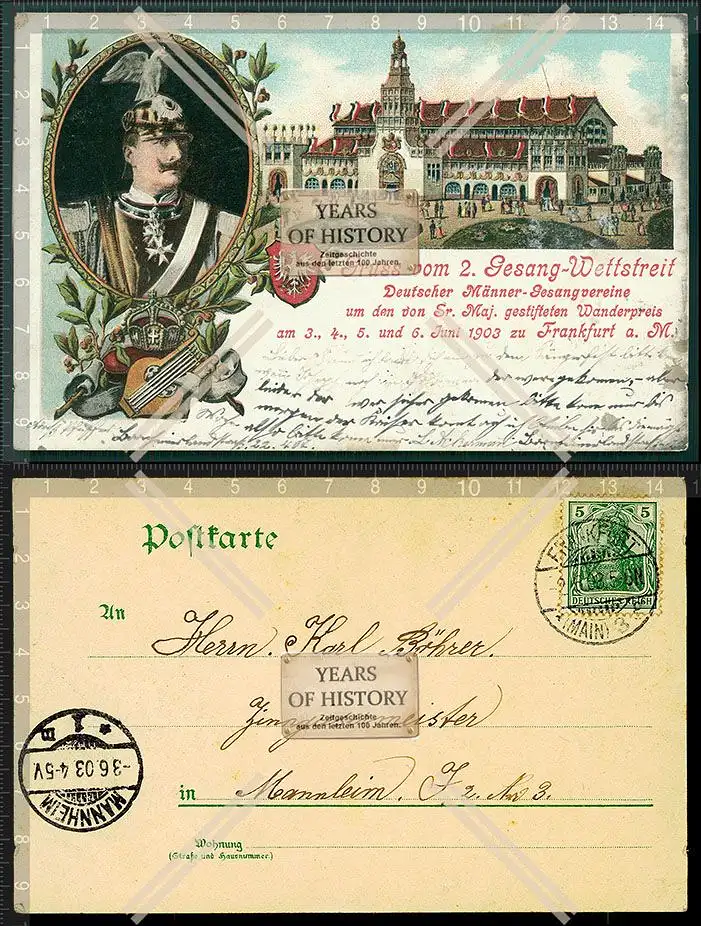 Orig. AK Frankfurt am Main 2.Gesang-Wettstreit deutscher Männer-Gesangvereine