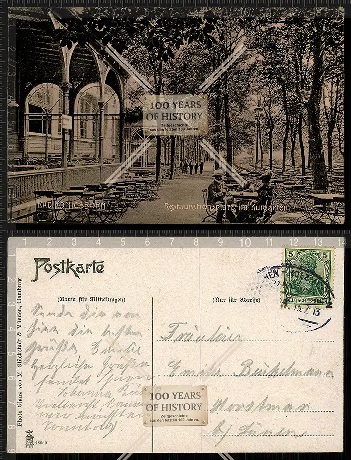 Orig. AK Unna Bad Königsborn Bahnpost gel. 1913