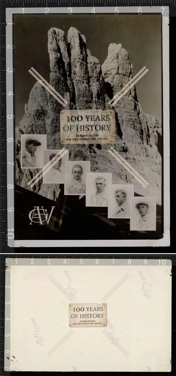 Orig. Foto Berg mit Fotos der Besteiger 1930