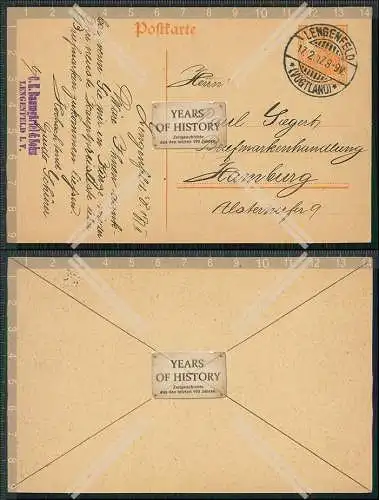 Ganzsache Ansichtskarte Postkarte 1917 gel. Lengenfeld Vogtland Firma Baumgärt