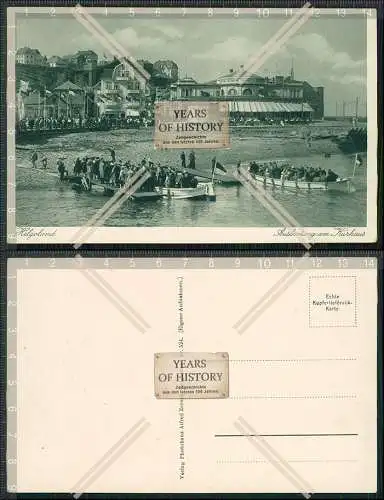 AK Helgoland Ausbootung am Kurhaus um 1925 Echte Kupfertiefdruck Karte