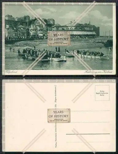 AK Helgoland Ausbootung am Kurhaus um 1925 Echte Kupfertiefdruck Karte  