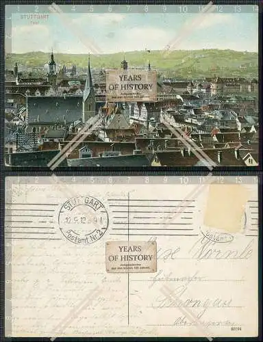 AK Stuttgart Panorama 1912 gelaufen