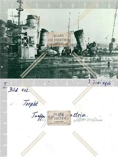 Foto Torpedoboot beschädigt Treffer am Schornstein Kriegsschiff Kaiserliche Ma