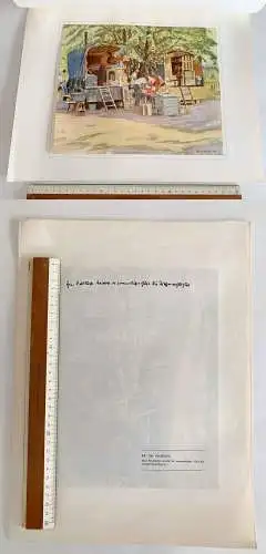 Orig. Kunstdruck Farbe 38x28 cm Die Feldküche Truppenverpflegung 1941