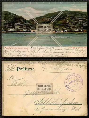 Orig. AK Assmannshausen Rhein Feldpost gel. 1915