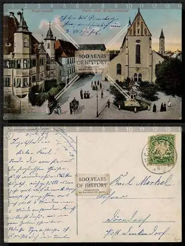 Orig. AK Ingolstadt Partie beim Kriegerdenkmal Bayern gel. 1909
