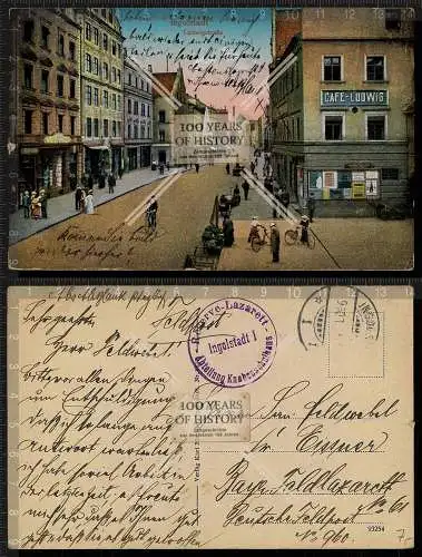 Orig. AK Ingolstadt Ludwigstraße Bayern gel. 1905