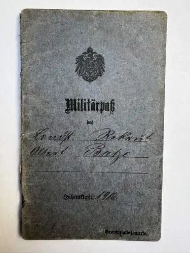 Militärpaß Dortmund Westfälisches Infanterie-Regiment Nr. 53 EK Frankreich 1916