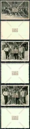 Foto  3x Männergruppe Arbeiter Malocher auf dem Bau 1940-50
