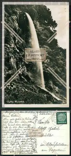 Foto AK Urach Metzingen Uracher Wasserfall 1934 Briefmarke Trauerrand gelaufen
