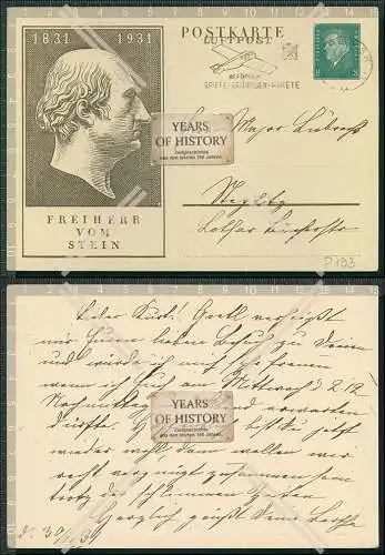 AK Freiherr vom Stein 1831-1931 Erinnerung an die Befreiungskriege Ganzsache 8 