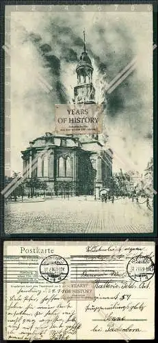 Orig. AK Hamburg 1906 gel. Brand der Michaeliskirche eingeäschert durch eine F