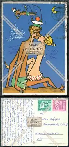 AK Scherz Humor Dame küsst Seemann Entwurf W. Klemke Planet Verlag Berlin 