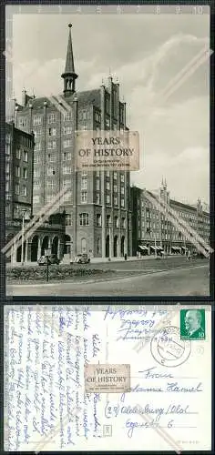 Foto AK Rostock Mecklenburg-Vorpommern Lange Straße mit Hochhaus 1963 DDR gela