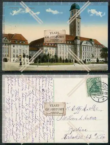 AK Berlin Spandau Neues Rathaus 1914 gelaufen