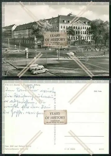 Foto AK Halle Saale Franckens Stiftungen DDR Autos Glauchasche Anstalten